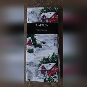 RALPH LAUREN Set of 3 Cotton Christmas Kitchen Towels NEW